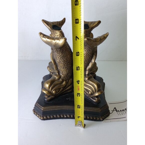 Austin Sculpture Figural Statue Dolphin Pedestal Signed Vintage 1993 - Picture 8 of 11